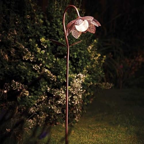 Garden Mile 90cm Metal Flower Solar Stake Lights Large Solar Lights Outdoor Garden Decorations Weatherproof Outdoor Stake Ornaments Perfect for Patio Lawn Yard Flowerbeds