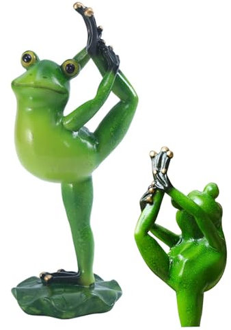 Frog Figures Garden Decoration Yoga Frog Animals Outdoor Meditating Frogs Statue for Home Lawn Fence Stool Decor 18.3x8 cm figures