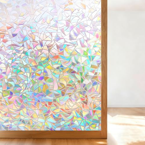 shinfly Vinilos para Cristales Efecto Arco Iris, Vinilo Ventana Privacidad 44.5x200cm, Película Electrostática para Ventanas, Window Film Privacy Anti UV para Dormitorio Bano Cocina y Oficinas