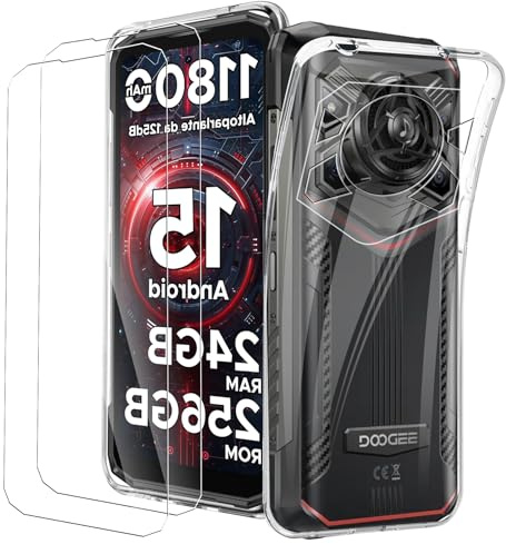 KUSINHOKA Cover per Doogee Blade 20 PRO/Blade 20 Play + [2 Pezzi] Pellicola Vetro Temperato, Morbido Silicone [Antiurto] Custodia, Leggero [Anti-Graffio] TPU Trasparente Protettiva Custodia