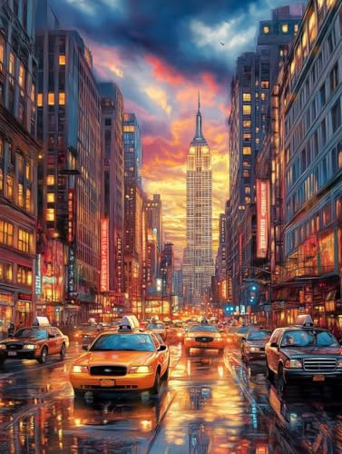Generisch 5D New Yorker Stadtlandschaft Diamant Painting Pictures, DIY Diamant Art Painting Kits, Diamond Painting Set for Adults Anfänger, Mosaic Making Home Decor 30x40cm 677