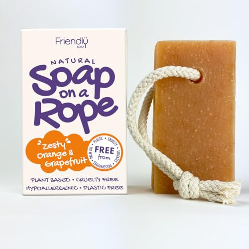 Friendly Soap - Natural Soap On A Rope - 'Zesty' Orange & Grapefruit 125g