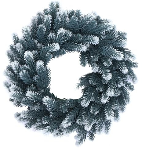 Mendler Künstlicher Kranz HWC-O98 Ø 60cm - Tanne mit Schnee | Türkranz, Tischkranz, Deko, künstlich