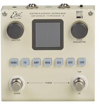 EKO GUITARS – BAIO XL Pedale Multieffetto Per Chitarra, IR Loader, 80 Preset Modificabili, 6 Moduli Effetti, Bluetooth, USB C, Batteria Ricaricabile, EQ 3 Bande, Delay, Reverb