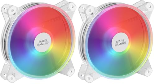 Mars Gaming MFD, 120mm RGB-Lüfter, Ultra Quiet 14dB, Molex, Transparent (Packung mit 2)
