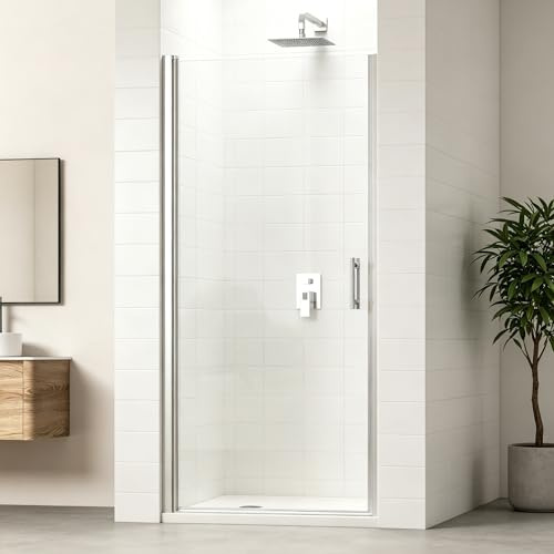 VEETEDOORA Duschtür 80 cm Nischentür Dusche, Höhe: 195 cm, Verstellbereich 79–81 cm, mit Pendeltür aus 6 mm ESG Nano-Glas, Duschabtrennung, Rahmenlos Duschwand, ohne Duschtasse