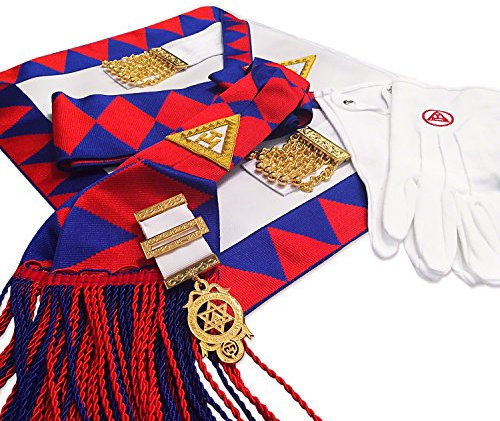 THE MASONIC COLLECTION Delantal, banda, joya y guantes Royal Arch Companions, un útil juego de regalo masónico para hombres francmasones, Piel sintética, XL Gloves
