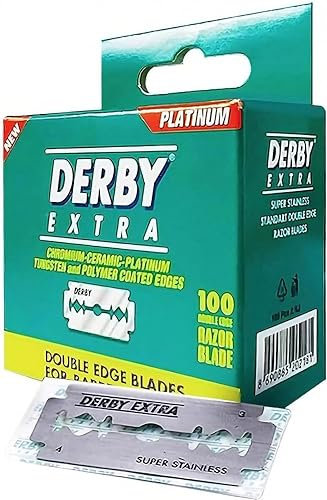 Derby Extra Zweischneidige Sicherheits-Rasierklingen, Pack mit 100 Klingen