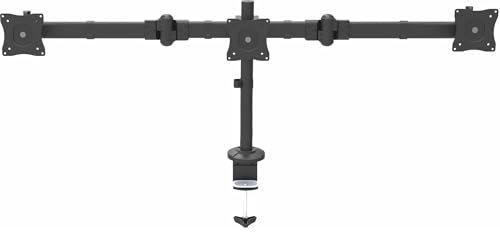 StarTech.com Desk Mount Triple Monitor Arm - Ergonomic VESA 3 Monitor Mount up to 27 - Articulating & Height Adjustable Pole Mount - Tilt/Swivel/Rotate LCD/LED Screen - Desk Clamp/Grommet (ARMTRIO)