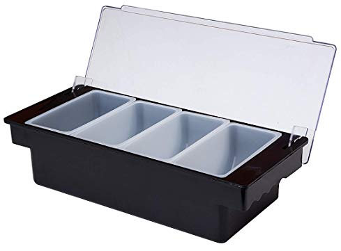 Beaumont 4 Part Black Plastic Condiment Holder