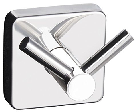 Kapitan Quattro Doppelhaken Doppelt Handtuchhaken Selbstklebend Haken Wandhaken 18/10 Edelstahl Quadratischer Stil Made in der EU, 20 Jahre Garantie