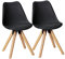 Wohnling 2er Set Retro Esszimmerstuhl Lima schwarz, Polsterstuhl Skandinavisch Rückenlehne, Küchenstuhl Kunstleder gepolstert