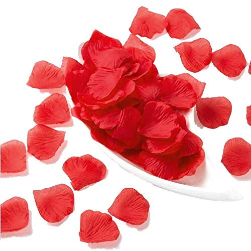 JZK 1000 pcs rouge artificielle Soie pétales de rose pour arts artisanat, pour mariage confettis, décoration pour Saint Valentin, mariée Douche nuptiale ou fiançailles, romantique événement (rouge)