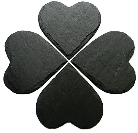 Schieferei – Schieferherzen zum Beschriften mit und ohne Lochung erhältlich – 10x Dekoherzen aus Schiefer für Platzkarten, Geschenkanhänger & Tischdeko – ideal für Hochzeiten & andere Events (10x10cm)