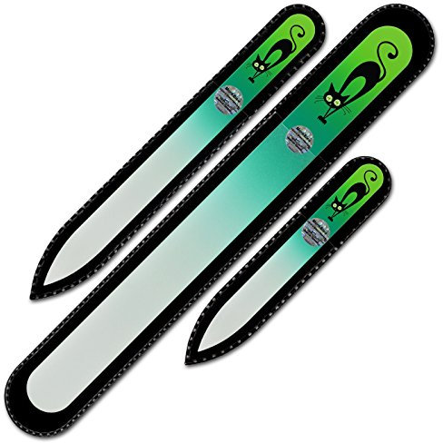 Mont Bleu Set of 3 Cats Crystal Nail Files hand decorated with crystals from Swarovski® - Hand Made, Czech Tempered Glass, Lifetime Guaranty