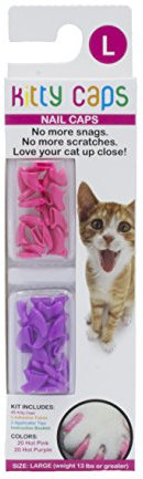 Kitty Caps Cache-Griffes pour Chats | Alternative sûre et élégante à la déclacation | Arrête Les accrocs et Les griffures, Grande Taille (5,9 kg ou Plus), Violet Vif et Rose Vif