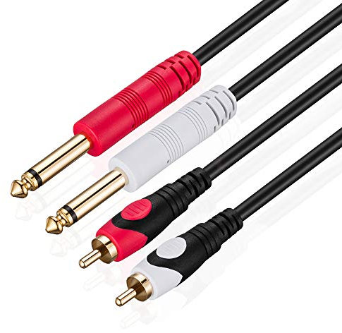 Youii Câble audio double 6,35 mm vers double RCA mâle 6,35 mm 6,35 mm phono mono vers RCA connecteur cordon prise jack 10 m