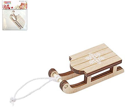 CREATIV DISCOUNT Holzschlitten, 6,5 cm, Hellbraun
