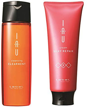 Lebel IAU Cleansing Clearment Hair Shampoo 200ml & Lebel IAU Silky Repair Hair Treatment 200ml Set (Green Tea Set)