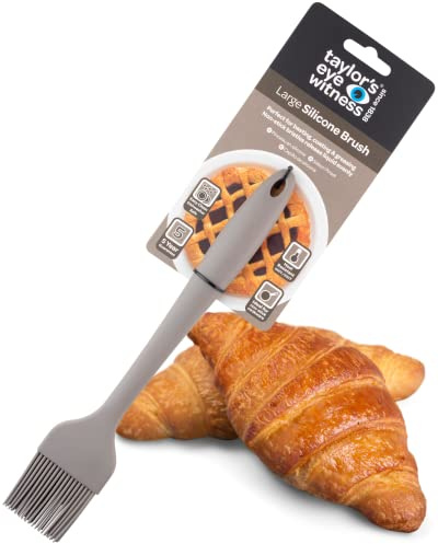 Taylors Eye Witness Grey Silicone Large Basting, Coating & Greasing Brush - Glazing & Sealing Pastry. Non-Stick Bristles, Even Liquid Release. Odour, Heat, Oil & Stain Resistant. 5 Yr Guarantee.