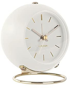Karlsson Wecker Globe - Weiß - 9,5x10,5x7cm - Rund - Eisen - Wecker für Schlafzimmer