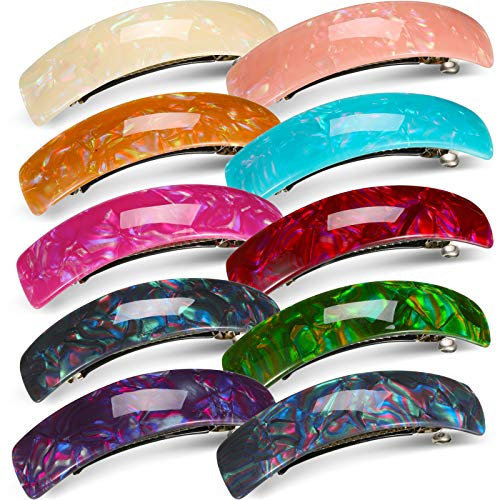 10 Stück Klassische Retro Groß Acryl Haarspangen Rechteckig Französische Automatische Haarspange für Frauen Mädchen Dick und Mittlere Haar (Mischfarbe)