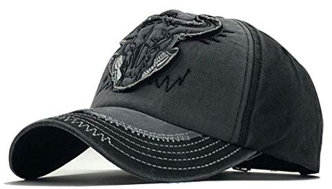 Herren und Damen Ente Zunge Sonnenhut Outdoor Hut Sonnenschutz Kuh Kopf Muster Patch Baseball Cap Retro Gr. One size, Schwarz