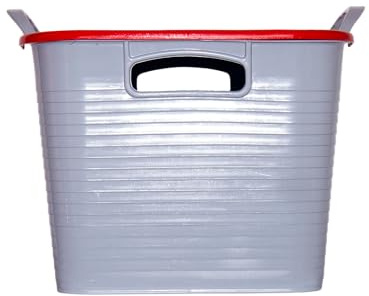 Red Gorilla Plastic Storage Tub Stack and Store Rectangular Stackable Box with Lid and Handles Multi Purpose for Home Office Industrial 25 litre (Red)