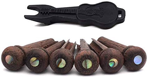 Alnicov Lot de 6 chevilles de chevalet en palissandre pour guitare acoustique avec extracteur de broches de chevalet