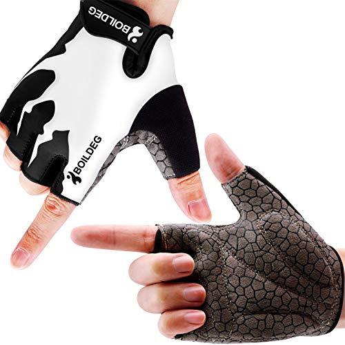 boildeg Guantes de Ciclismo de Bicicleta Guantes de Bicicleta de Carretera de Medio-Dedo para Hombres Mujeres Acolchado Antideslizante Transpirable