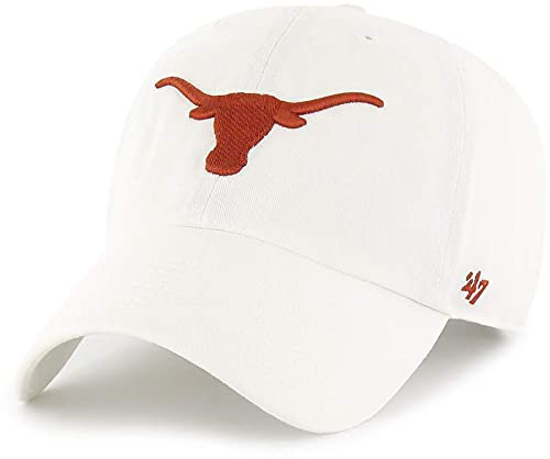 47 Texas Longhorns Clean Up Verstellbarer Strapback Weiß 'Unisex-Erwachsene Hut, Weiss/opulenter Garten, Einheitsgr��e