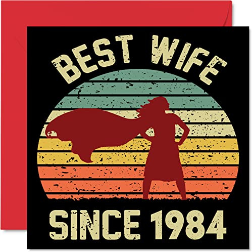 42nd Anniversary Card for Wife from Husband, Best Wife Since 1984 | I Love You Gifts, Happy 42nd Wedding Anniversary Cards for Partner, 145mm Greeting Cards Anniversaries