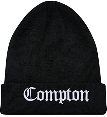 Mister Tee Unisex MT2272-Compton Heavy Knit Beanie Hat, Black, one Size