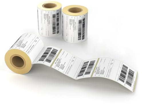 Qio Thermopapier Versandetiketten DHL, UPS und DPD, 4x 6 1 Rolle x 250 Etiketten (152x101mm), Versandetiketten fur Label Printer, Selbstklebend und Wasserfest Etiketten Eco-Papier