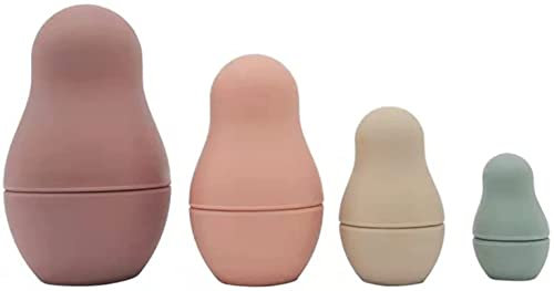 Habiba Nesting Dolls Nesting Dolls 4 Pack Silicone Matryoshka Russian Stacking Dolls Solid Color for Christmas Parent Child Activities DIY Enthusiasts Educational