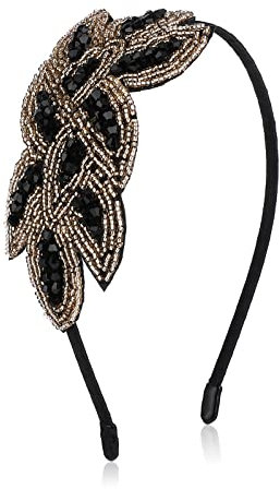 WLLHYF 1920er-Jahre-Stirnbänder für Frauen Weihnachten Halloween weißes Kristall-Haarband Strass-Flapper-Kopfbedeckung Vintage-Haar Valentinstag-Accessoire für Mädchen-Kostümparty(1pc, schwarzes Gold)