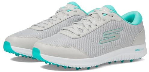 Skechers Damen Max Fairway 4 Spikeless Golf Shoe Sneaker, Grau/Türkis, 40 EU