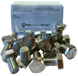 meinschraubenversand.de - Sechskantschrauben M10x120 25 Stück DIN 933 (Vollgewinde, Gewindeschrauben, Maschinenschrauben, Sechskant Schrauben, ISO 4017) A2 V2A rostfreier Edelstahl - M10 x 120