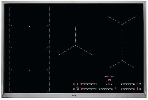 AEG IKE8547SXB Autarkes Kochfeld / Induktion / Serie 6000 mit FlexiBridge / Hob²Hood / 80 cm / Edelstahlrahmen / 5 Kochzonen / Flexi-Bridge-Funktion / Powerfunktion / Kindersicherung