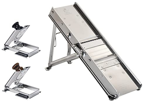 Louis Tellier 3839 Bron Coucke Mandolina rebanadora con protector de mano y (2) cuchillas, acero inoxidable
