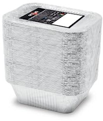 OttimoPro - 50 Vaschette in alluminio 15x 12,5 x 4,4cm - 1 porzione senza coperchi, 1 confezione