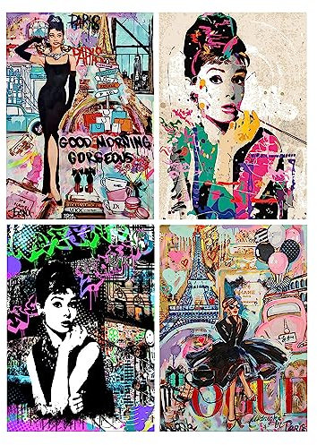 SHEGZHUC Diamond Painting Schauspieler 4 Pack 30x40 cm Diamond Painting Frauen Motive 5D Diamant Painting Malen nach Zahlen Erwachsene Weiblicher Star Neon Farben Puzzle Mosaik