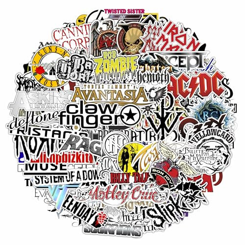 Große Legendäre Rock Band Aufkleber - Heavy Metal Band Aufkleber für Erwachsene, Rock Decals, Gitarre Decals, Punk Grunge Heavy Metal, Geschenke für Frauen & Männer