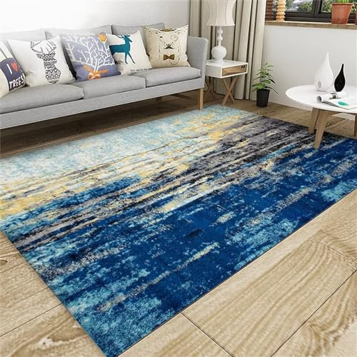 RUGMRZ Kamin Deko Vintage Wohnzimmer deko Schlafzimmer blau kleine teppiche Zimmer deko modern Kamin deko wohnzimmerteppich170x240CM
