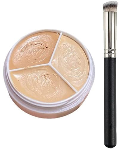 3 Colors Concealer Contour Palette, Tri-Color Concealer, Contour And Brighten 3 In 1, Color Correcting Concealer Cream,Conceals Dark Circles Blemish