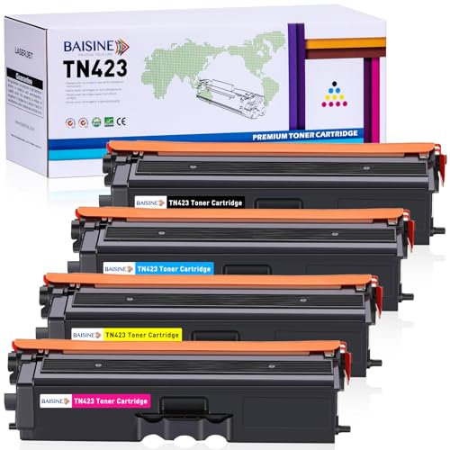 BAISINE TN423 TN-423 Kompatibel für Brother TN423 TN421 Toner für Brother MFC-L8690CDW DCP-L8410CDW HL-L8260CDW MFC-L8900CDW MFC-L9570CDW HL-L8360CDW, TN-423BK TN-423C TN-423M TN-423Y