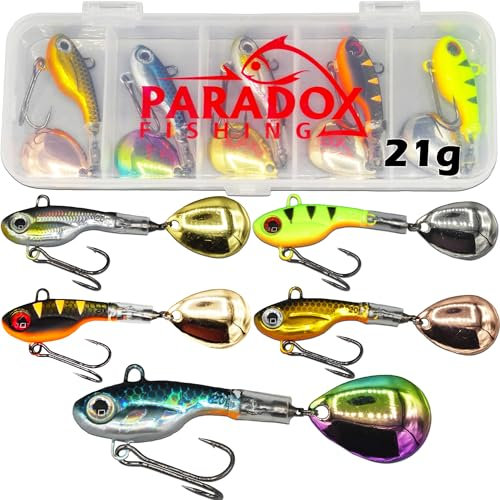 Paradox Fishing Infinity Jig Spinner 5er Set 21g - Spin Jig zum Barsch Angeln Barsch Köder Zander Köder Hecht Köder Spinnerbait Spinn Köder – Barschköder