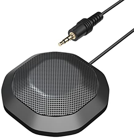 Irfora Microfono per computer, microfono portatile da 3,5 mm per conferenze, condensatore omnidirezionale a 360°, microfono per PC, plug and play, piccolo microfono per PC, laptop, videoconferenze,