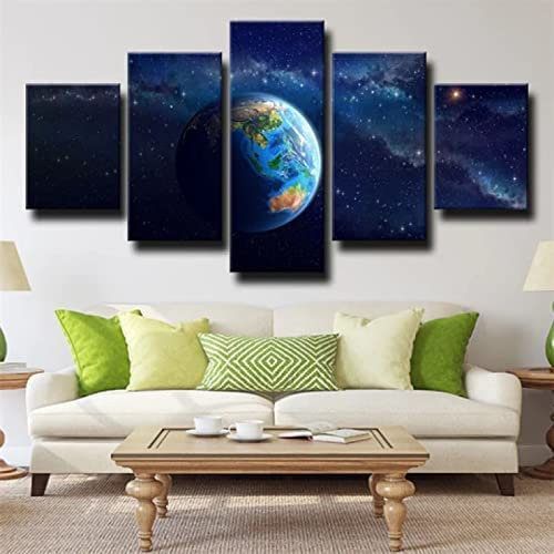 Drucke Auf Leinwand 5-Teilige Leinwand-Wandkunst Planet Erde Blauer Himmel Bild Home Decoration Wohnzimmer Schlafzimmer Leinwand Gemälde Auf Leinwand Raum Kunstwerk Leinwand Gemälde Xl 150-3G3T/E7K2-