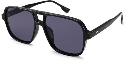 COASION Retro Sonnenbrille für Damen Herren - XL Übergroß 70er Jahre Sonnenbrille UV400 Schutz Trendy Double Brücke Rahmen Brille